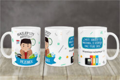 Kubek personalizowany dla konsultanta telemarketera z napisem Najlepszy Asystent oraz imieniem Przemek
