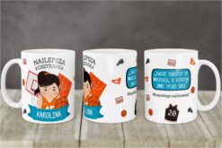 Kubek dla koszykarki z grafiką dziewczynki i napisem Najlepsza Koszykarka Karolina