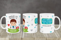 Kubek dla najlepszego lekarza z nadrukiem postaci doktora oraz tekstem personalizowanym