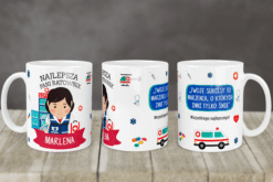 Personalizowany kubek dla ratowniczki medycznej z imieniem Marlena i motywami medycznymi