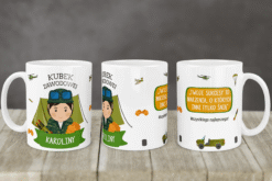 Kubek dla żołnierza kobiety z personalizacją imienia Karolina i grafiką wojskową