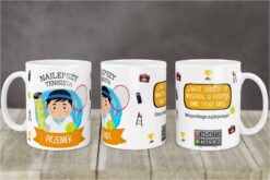 Kubek Najlepszego Tenisisty personalizowany imieniem Przemek z grafiką tenisisty i motywującym cytatem