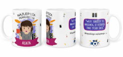 Kubek biały z personalizacją dla perkusistki Agaty z grafiką i napisem