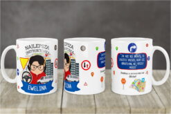 Kubek z nadrukiem dla instruktorki nauki jazdy z imieniem Ewelina i humorystycznym napisem