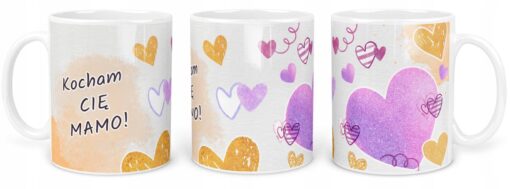Kubek w Brokatowe Serduszka Personalizowany