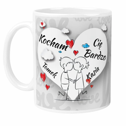Miłosny Kubek Kocham Cię Bardzo z Imionami