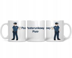 Kubek z nadrukiem policjanta i napisem Posterunkowy Piotr