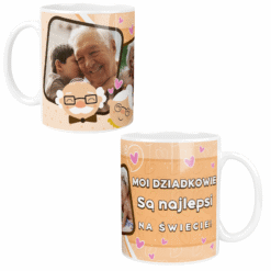 Kubek dla dziadków z zdjęciami oraz napisem 'Moi Dziadkowie są najlepsi na świecie'