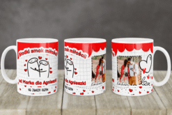 Personalizowany walentynkowy kubek ze zdjęciem zakochanej pary i napisem Słodki smak miłości