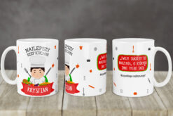 Kubek dla Kucharza Szefa Kuchni z imieniem Krysian, grafiką szefa kuchni i inspirującym napisem