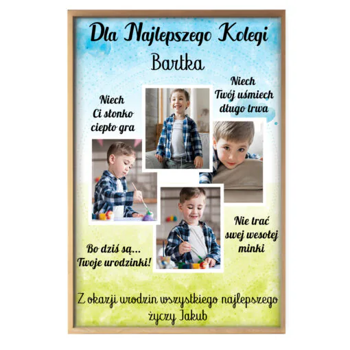 Personalizowany Plakat Urodzinowy dla Chłopaka 4 Zdjęcia A4